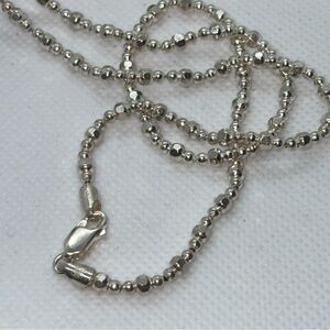 Sterling Silver Ball Chain Necklace with Faceted & Smooth Balls
